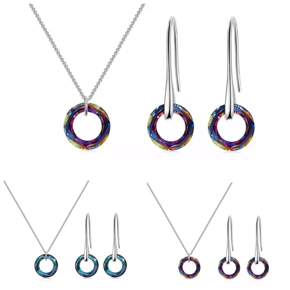 Swarovski Crystals Facted Round Necklace Set - Picture 1 of 5